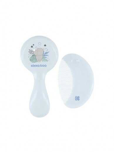 Comb and brush with natural bristles Savanna Blue, Kikkaboo 1