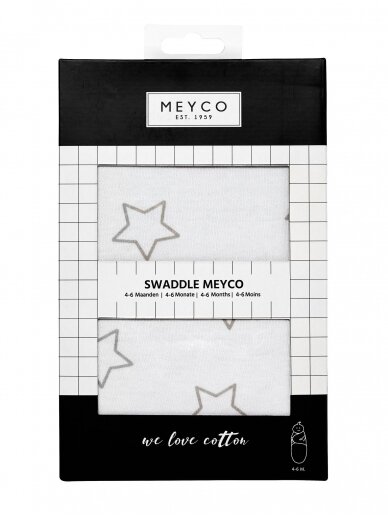 Baby Swaddle, 4-6 months by Meyco Baby (Stars - Grey) 1