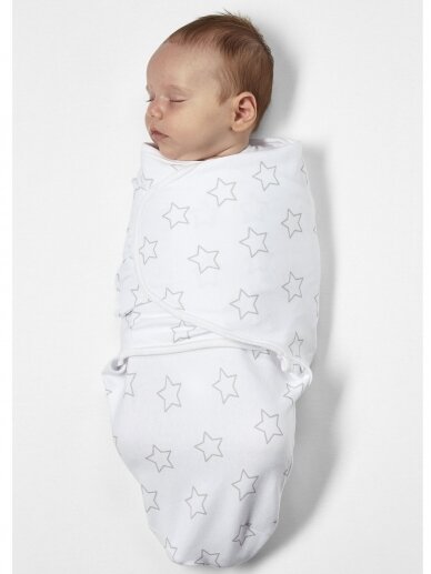 Baby Swaddle, 4-6 months by Meyco Baby (Stars - Grey) 3