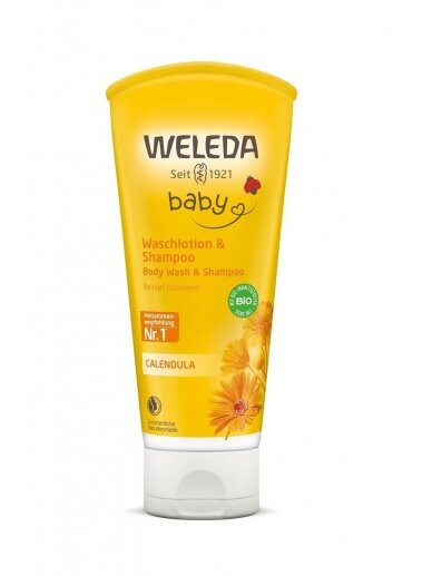 WELEDA BABY kliņģerīšu šampūns un mazgāšanās līdzeklis, 200 ml